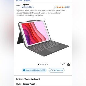 Logitech Graphite Tablet/iPAD Keyboard Cover